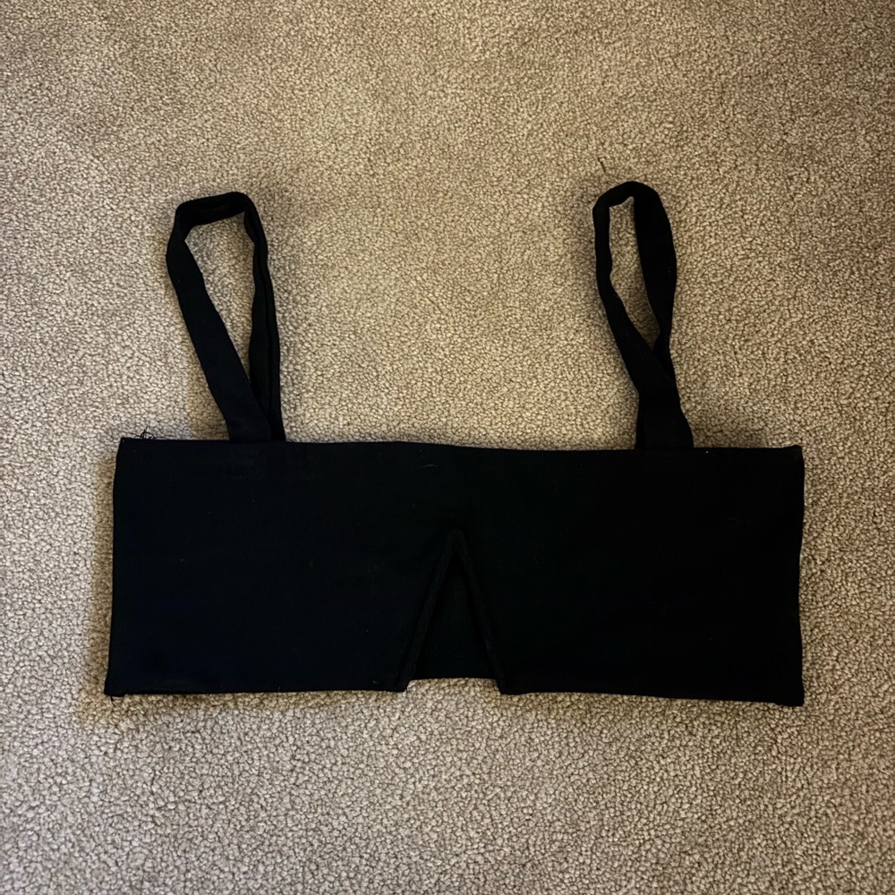 Black Edikted Crop Top with Front Notch